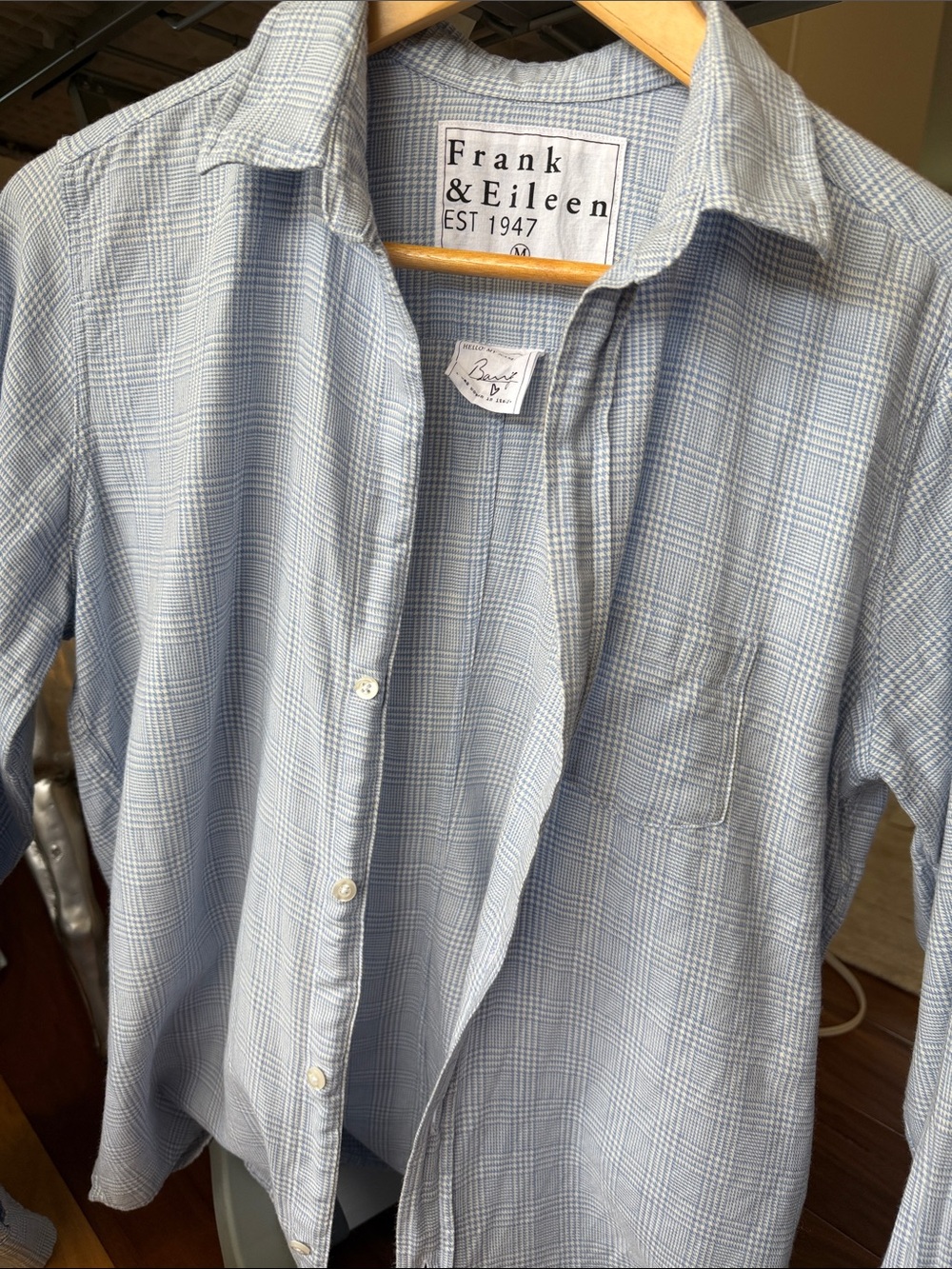 Frank & Eileen Light Blue Plaid Casual Button-Down Shirt
